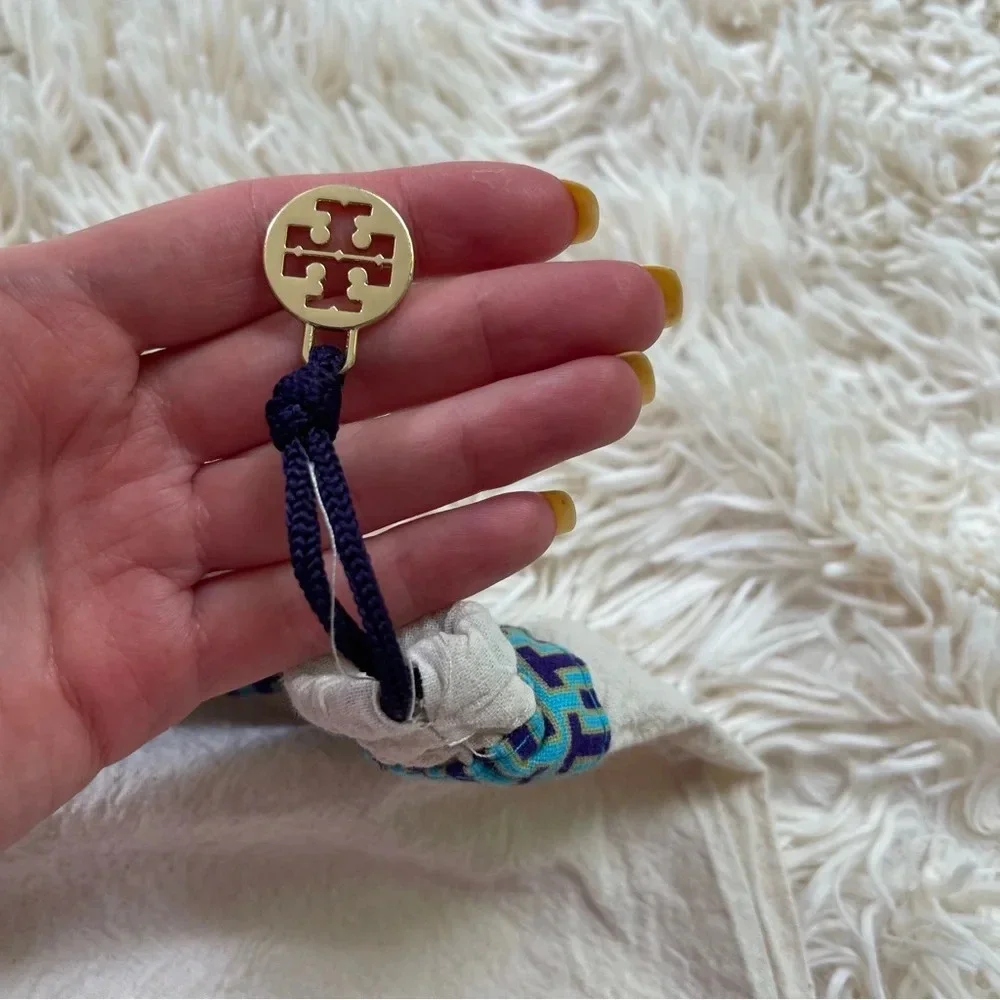 Tory Burch shoe duster bag handbag storage drawstring blue armament beige 11x12